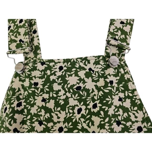 ZARA ~Woman Size S~ Green Floral Print Bib Jumpsuit Romper Cotton. - Picture 6 of 13